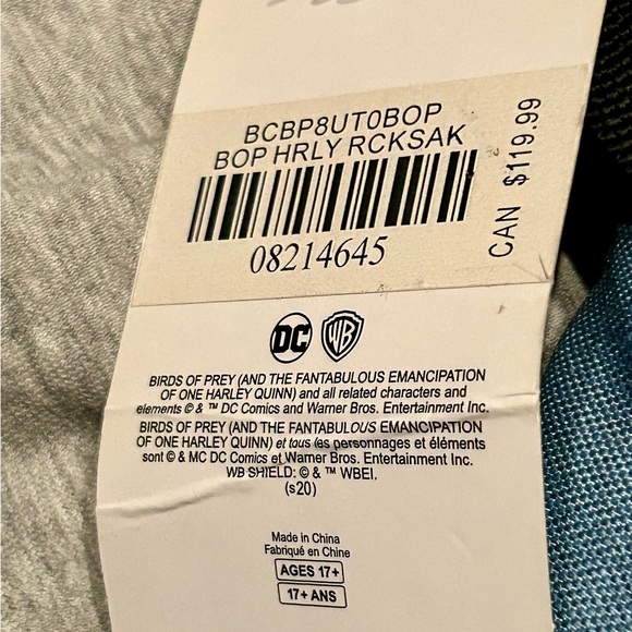 New DC comics/Warner brothers Birds of Prey Blue & Gold Backpack - Picture 12 of 12